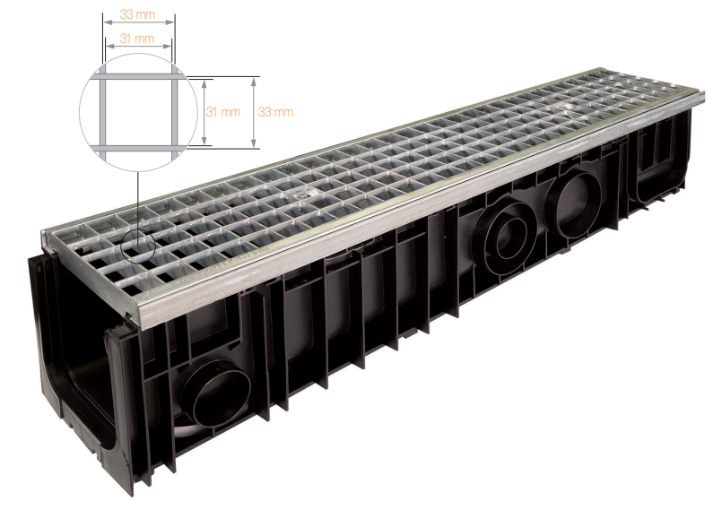 Caniveau SABdrain DN100xH100 (int.) Lg1m