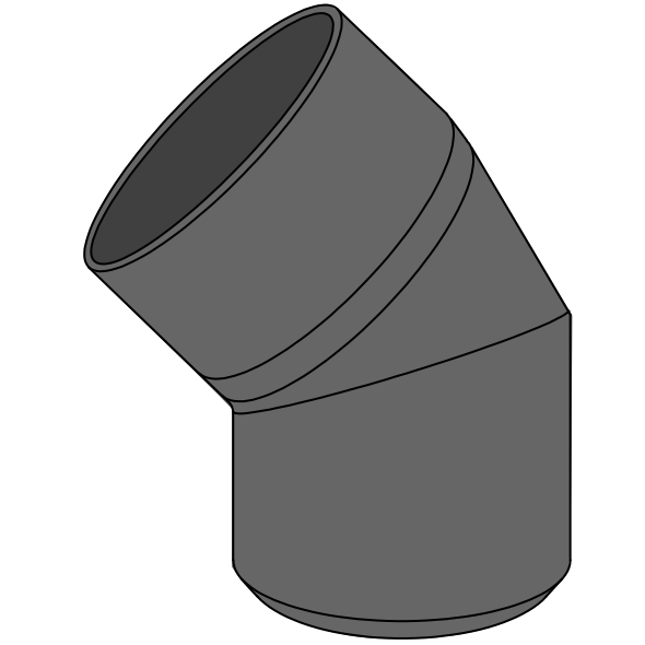 Coude HDPE à extrémité lisse Ø110 Angle 45°