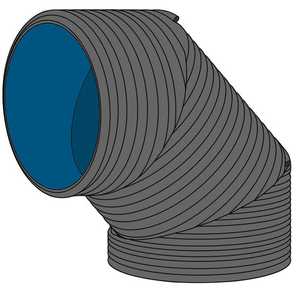 Coude PEHD SDR33 SN2 à extrémités lisses DN1000 SGK Angle 46-90°