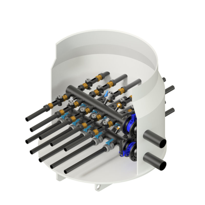 Chambre TERRALINE HDPE Plastitech Ø1130, 2 à 10 raccords de sondes géothermiques