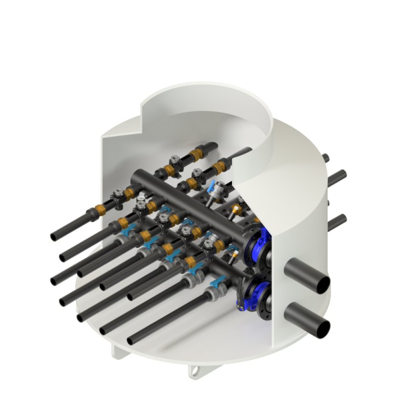 Chambre TERRALINE HDPE Plastitech Ø1130, 2 à 10 raccords de sondes géothermiques