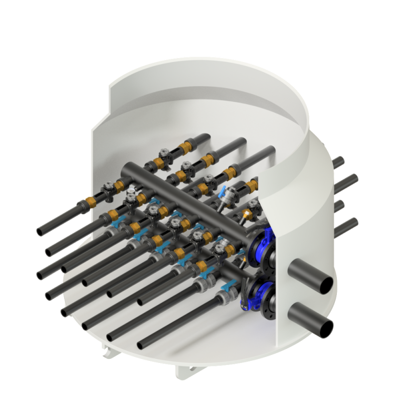 Chambre TERRALINE HDPE Plastitech Ø1280, 2 à 12 raccords de sondes géothermiques