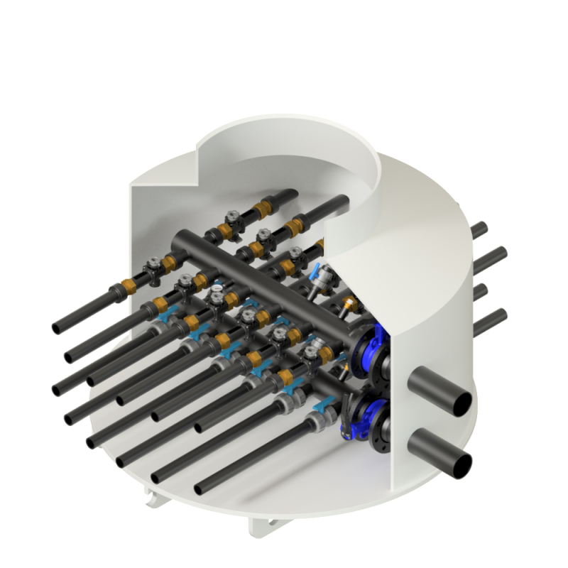 Chambre TERRALINE HDPE Plastitech Ø1280, 2 à 12 raccords de sondes géothermiques