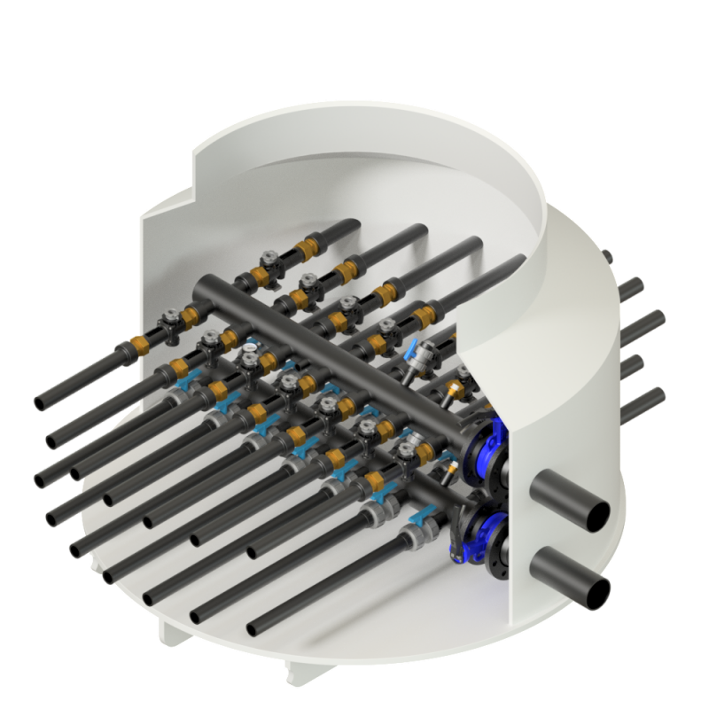 Chambre TERRALINE HDPE Plastitech Ø1380, 2 à 14 raccords de sondes géothermiques