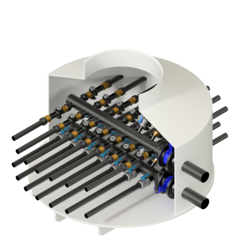Chambre TERRALINE HDPE Plastitech Ø1380, 2 à 14 raccords de sondes géothermiques