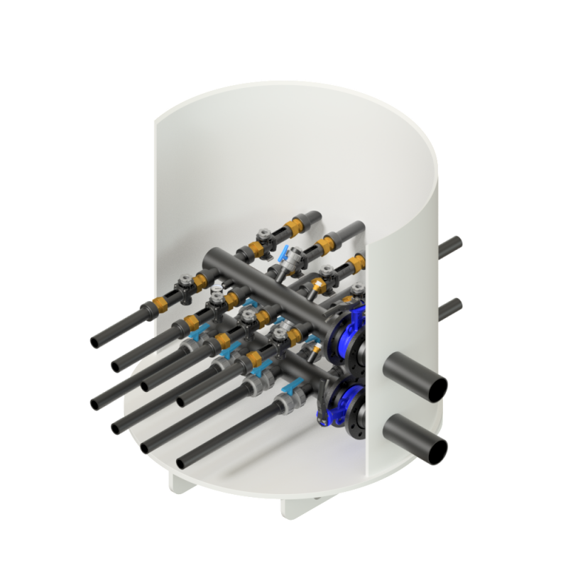 Chambre TERRALINE HDPE Plastitech Ø1030, 2 à 8 raccords de sondes géothermiques