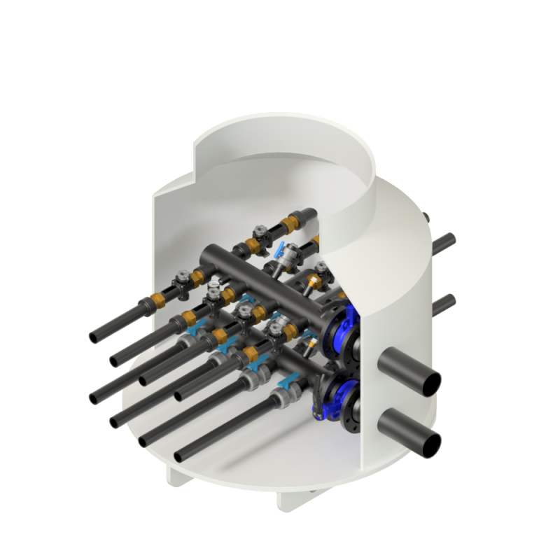 Chambre TERRALINE HDPE Plastitech Ø1030, 2 à 8 raccords de sondes géothermiques