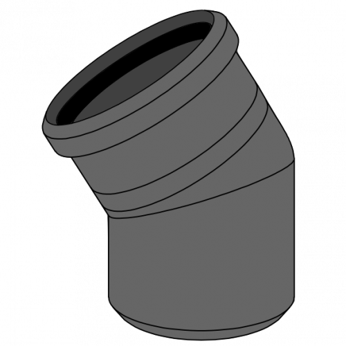 Coude HDPE manchonné avec emboîtement et joint incorporé Ø125 Angle 30°